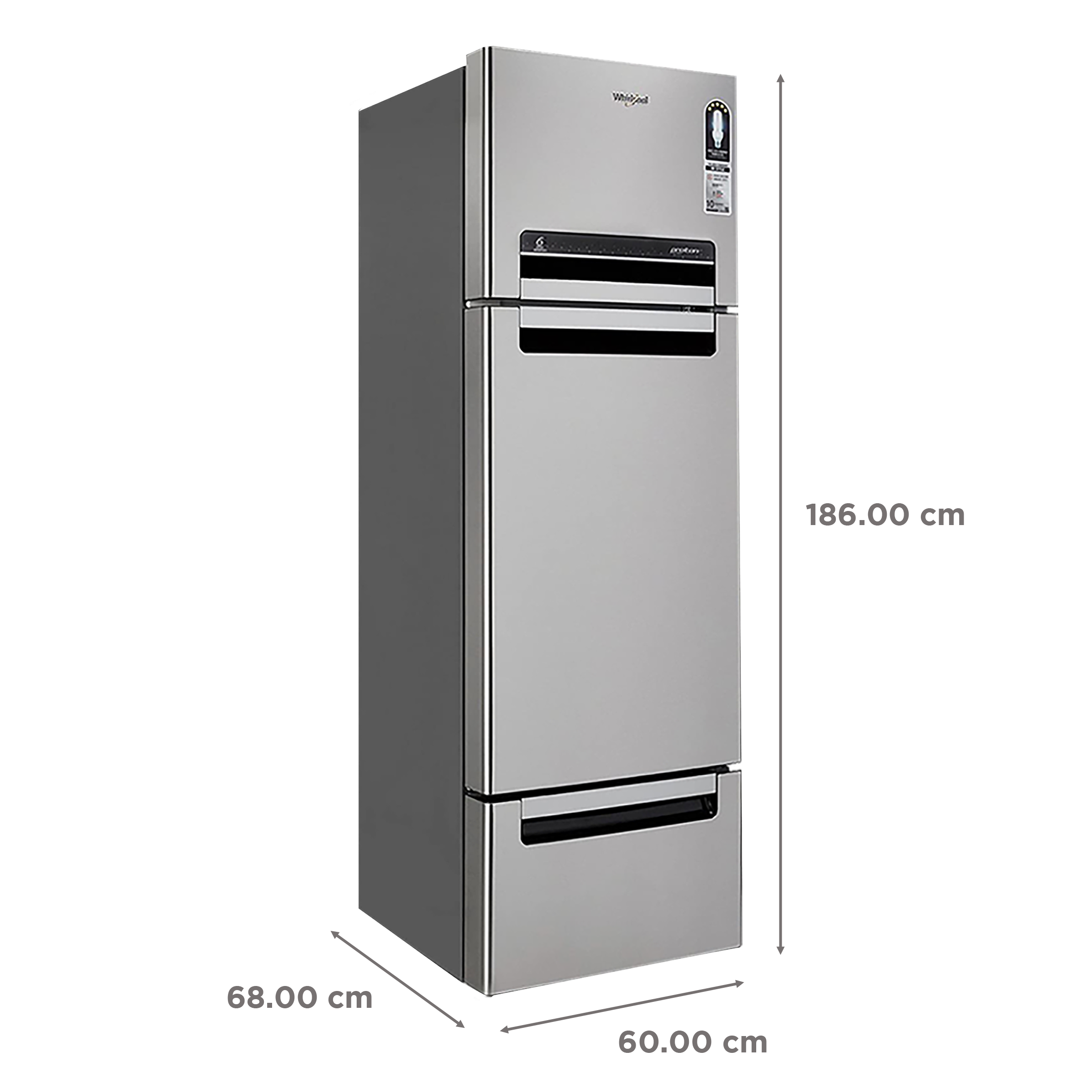 Whirlpool triple door fridge 300 deals ltr